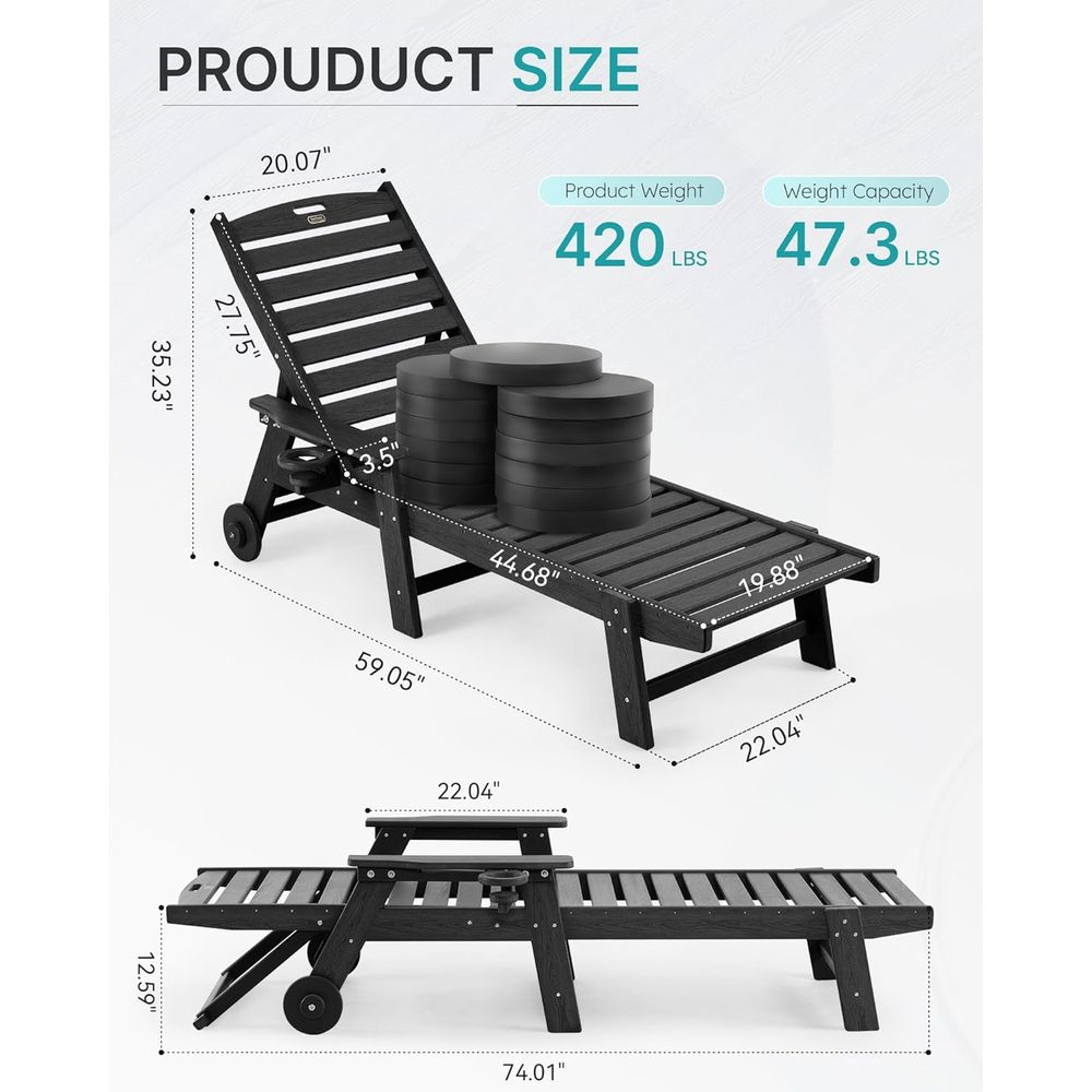 Шезлонг для патио с колесами,  – обзор и цена Outdoor Furniture Hdpe